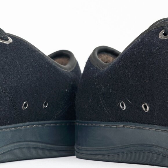 Lanvin Navy Felted Wool Low-Top Sneakers - Picture 9 of 10
